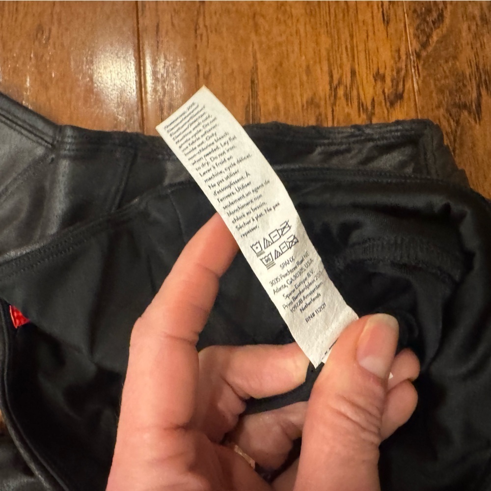 SPANX Black Faux Leather moto leggings, size XS petite - Picture 9 of 9